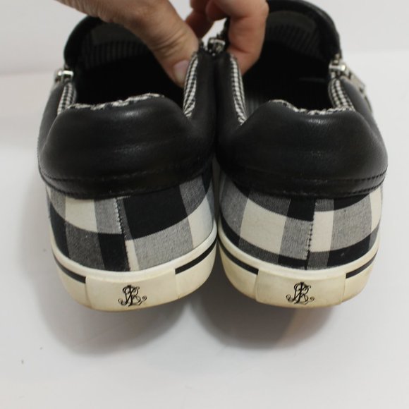 RALPH LAUREN Checked Gingham Black White Slip On - Picture 8 of 11